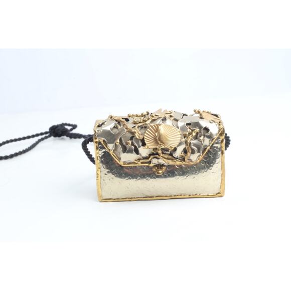 Vtg Handmade Artisan Mixed Metal Sea Life Themed Minaudiere' Evening Bag 1980's - Picture 5 of 16